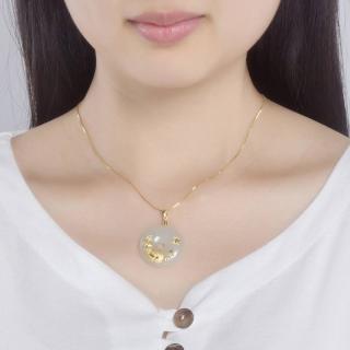凤禧珠宝 金镶玉平安扣吊坠女款和田玉项链玉佩白玉坠玉器玉吊坠
