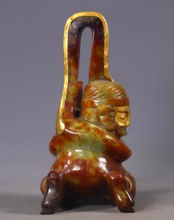 臻品旧藏老和田玉包金三星堆人 高15厘米,长8厘米,宽7厘米,重680克#古